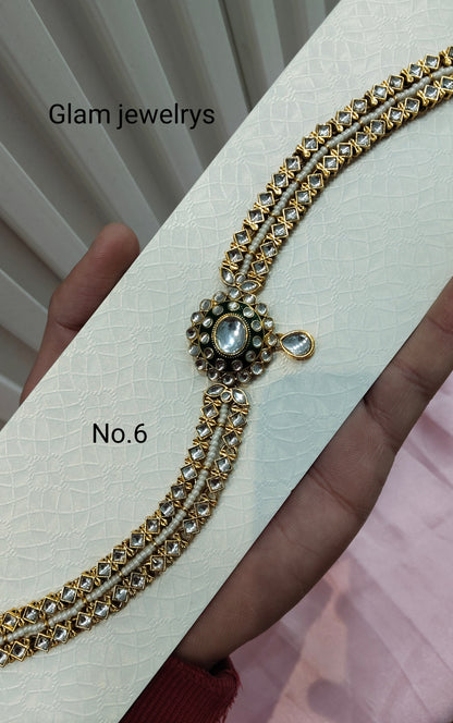 Indian Kundan Headpiece Matha Patti Head piece sheesh fool/Bollywood Head Piece Tikka Hair chain