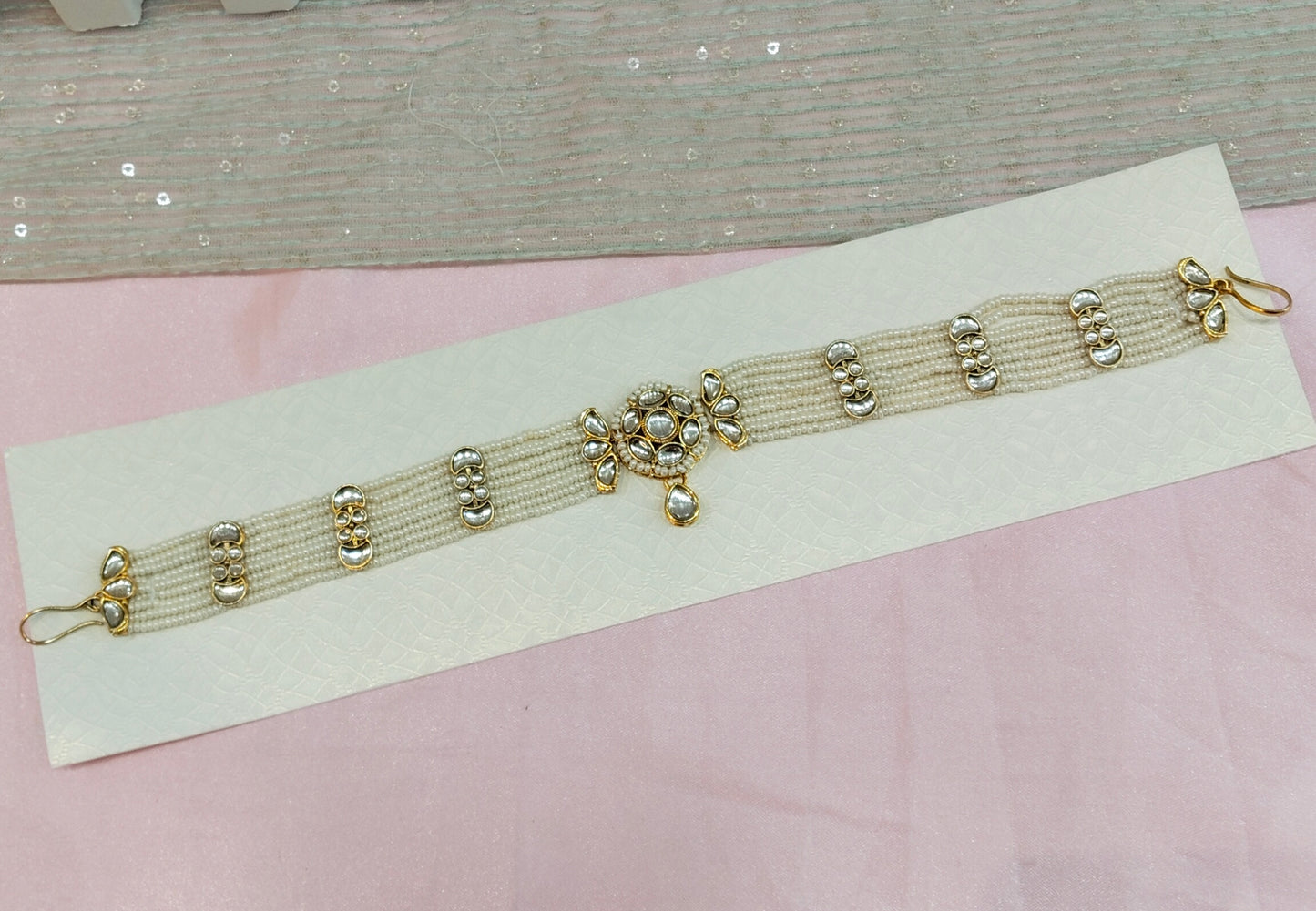 Indian Kundan Headpiece Matha Patti Head piece sheesh fool/Bollywood Head Piece Tikka Hair chain