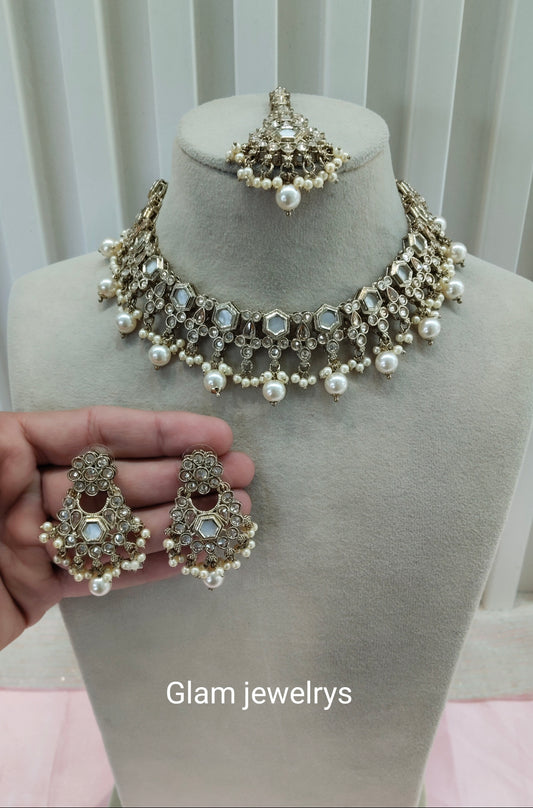 Antique Gold Necklace Indian Jewellery Eshaan Set