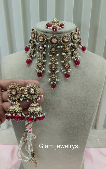 Majenta Necklace Indian Jewellery Jaagran Set