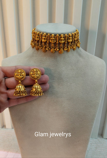 Gold Polki Choker Temple Indian Jewellery Arjan Set