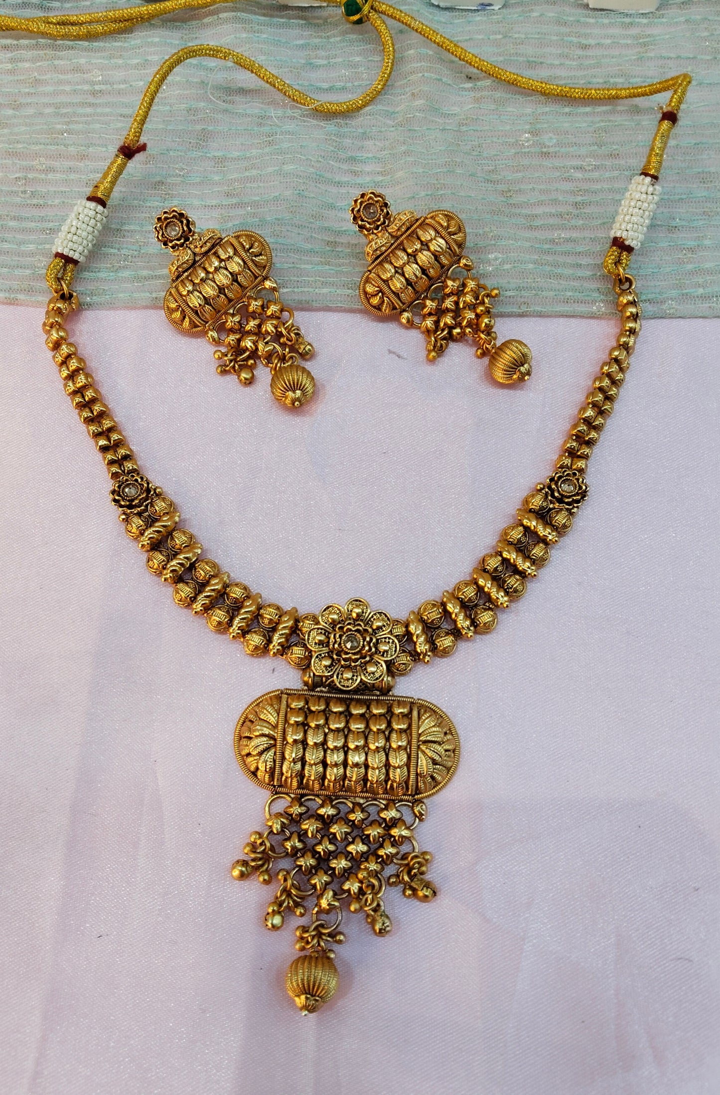 Gold Polki Necklace Indian Jewellery Harf Set