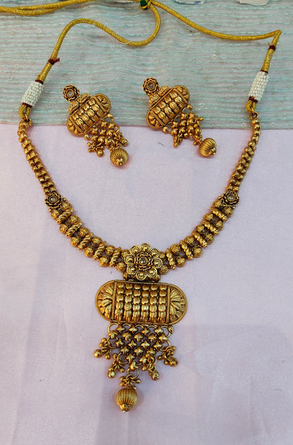 Gold Polki Necklace Indian Jewellery Harf Set