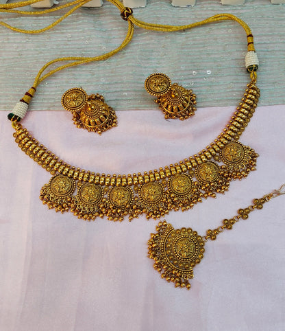 Gold Polki Necklace Indian Jewellery Harf Set