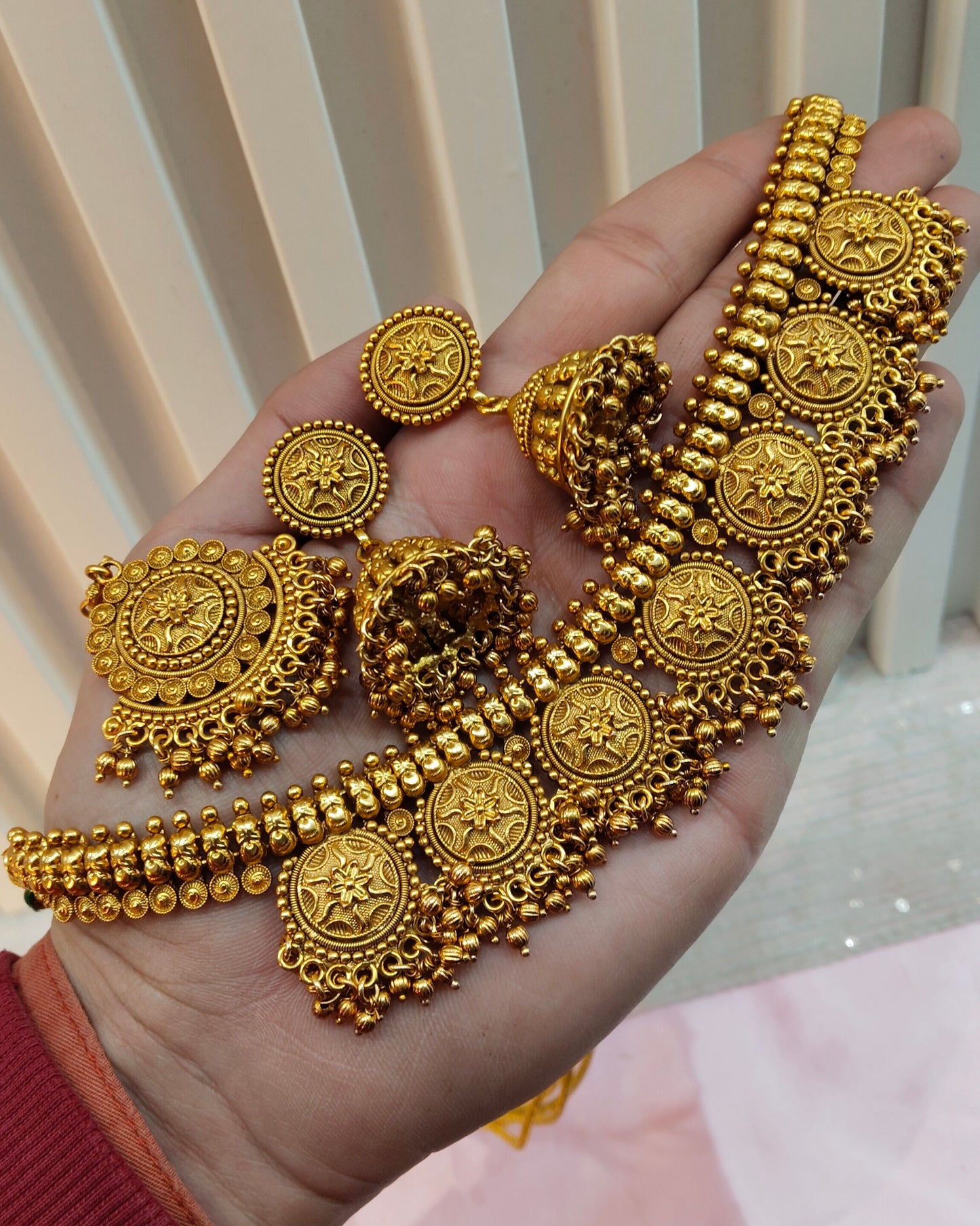 Gold Polki Necklace Indian Jewellery Harf Set
