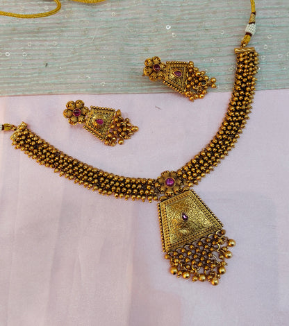 Ruby Gold Polki Necklace Indian Jewellery Harf Set