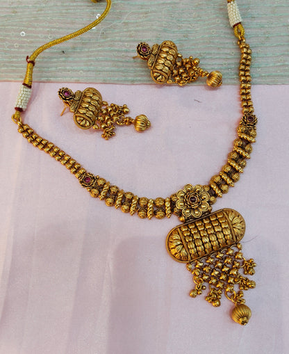 Ruby Gold Polki Necklace Indian Jewellery Harf Set