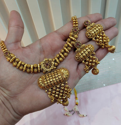 Ruby Gold Polki Necklace Indian Jewellery Harf Set