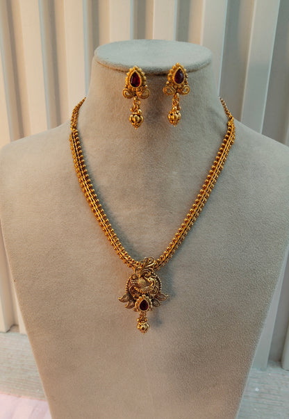 Ruby Gold Polki Necklace Indian Jewellery Harf Set