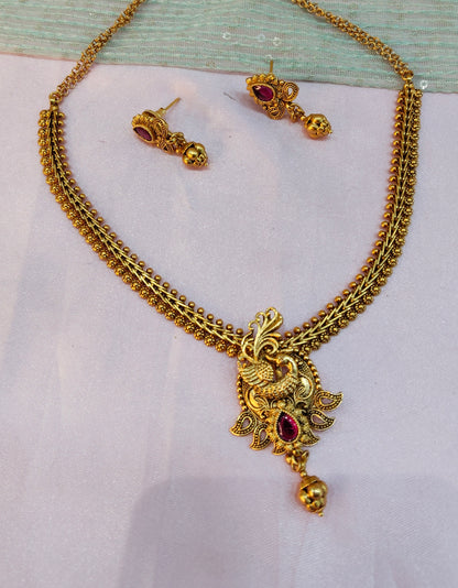 Ruby Gold Polki Necklace Indian Jewellery Harf Set
