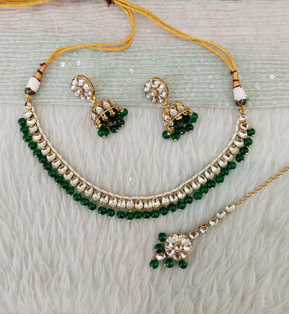 Green Gold Kundan Necklace Indian Jewellery Prince Set