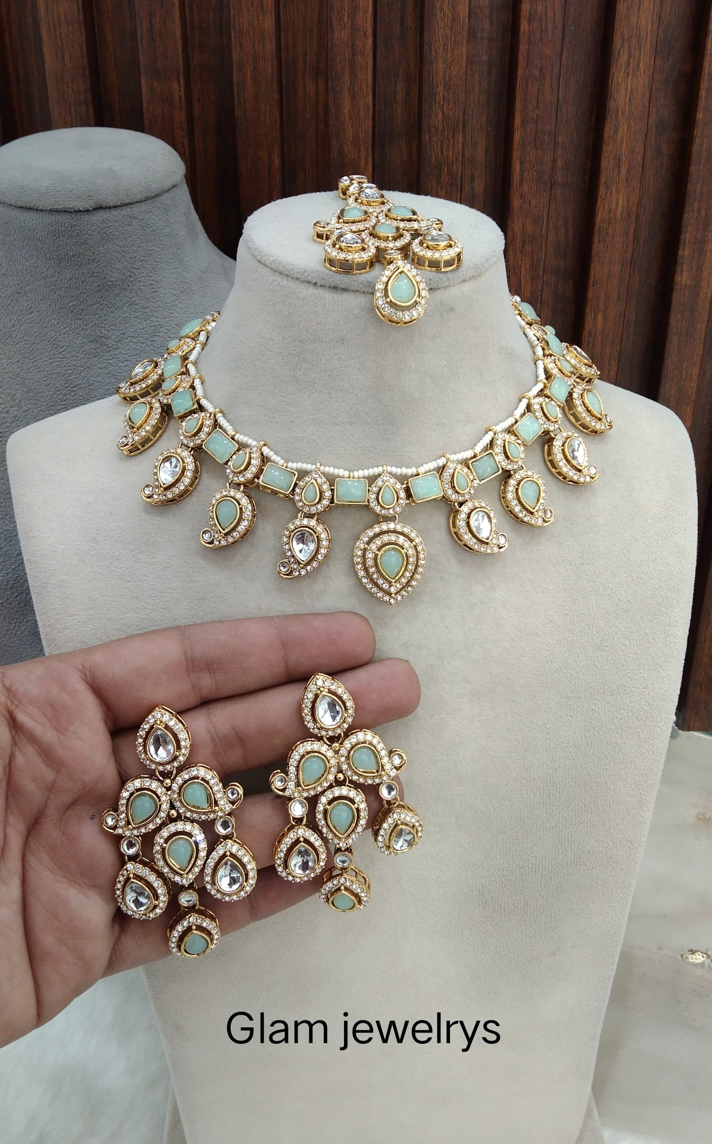 Pastel Gold Kundan Necklace Indian Jewellery Nimrat Set