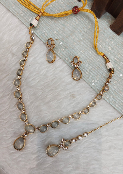 Pastel Green Gold Kundan Necklace Indian Jewellery Mahi Set