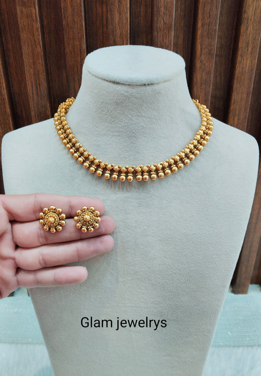 Gold Polki Necklace Indian Jewellery Simran Set