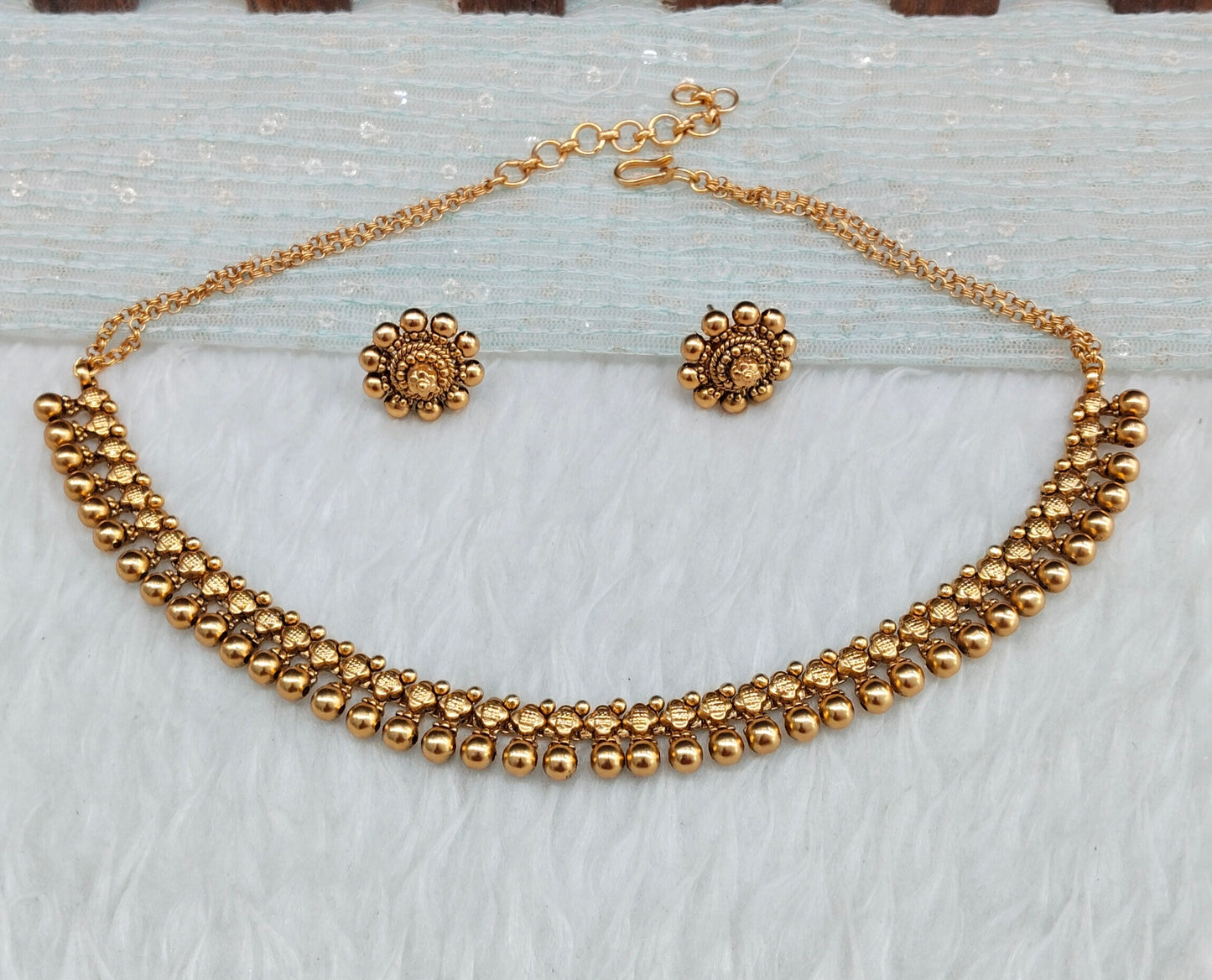 Gold Polki Necklace Indian Jewellery Simran Set