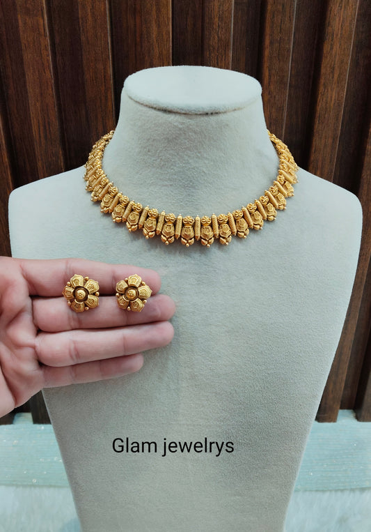 Gold Polki Necklace Indian Jewellery Simran Set