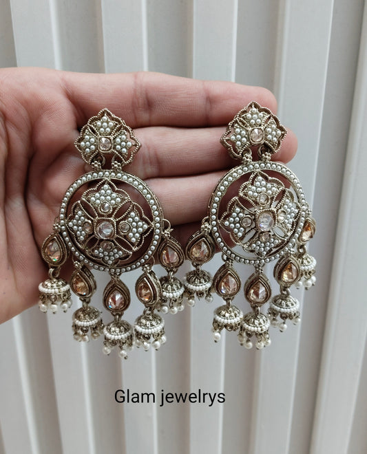 Antique Gold Bollywood Sarpunch Indian Earrings