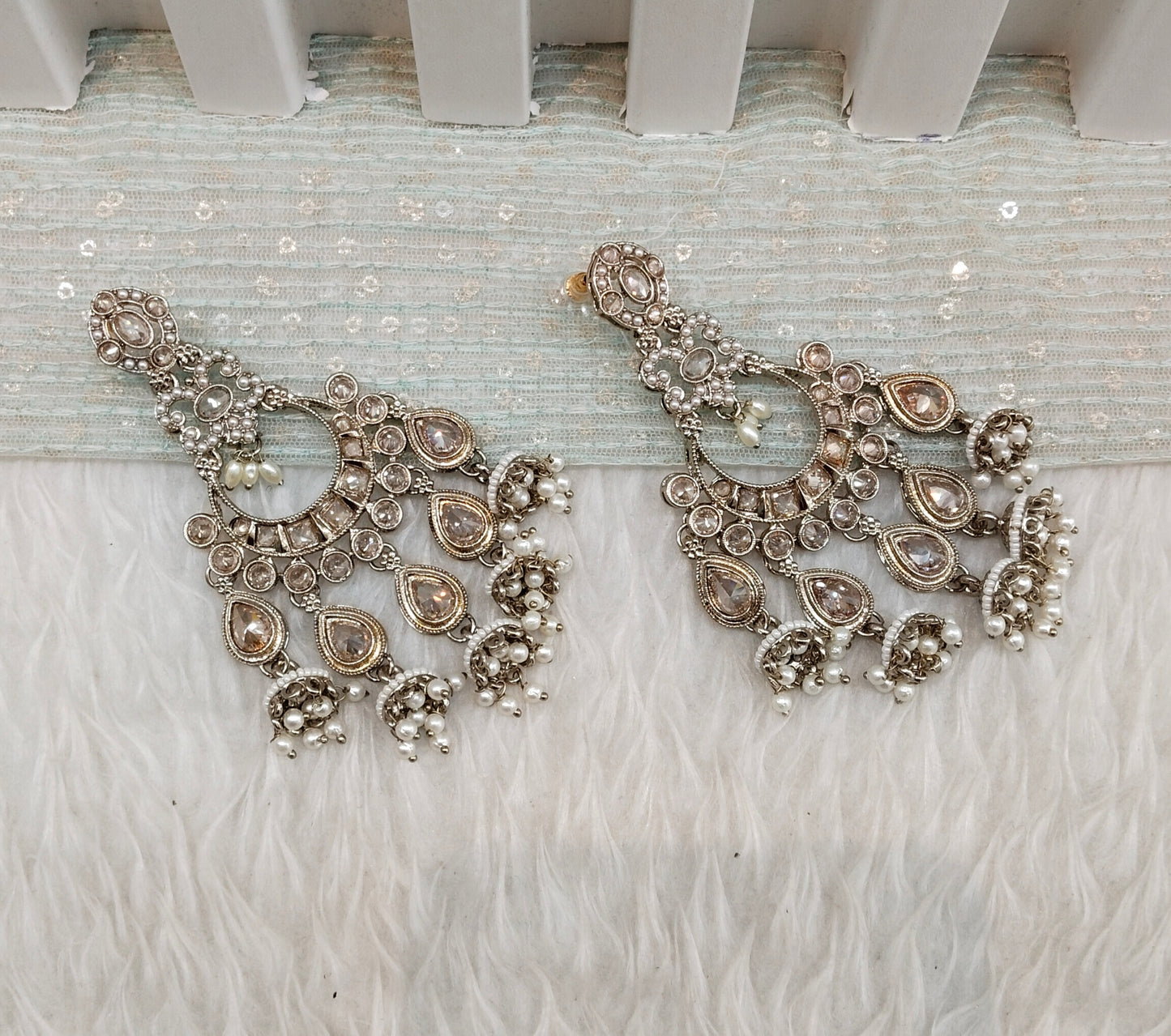 Antique Gold Bollywood Sarpunch Indian Earrings