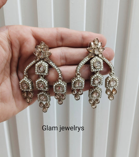 Antique Gold Bollywood Sarpunch Indian Earrings
