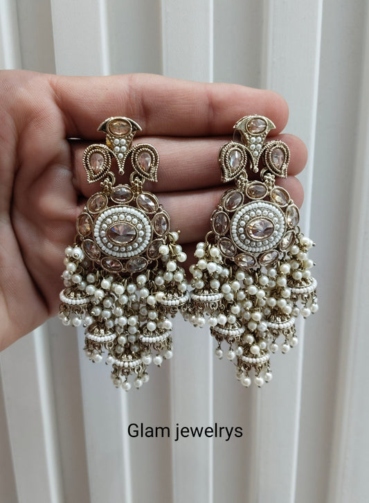 Antique Gold Bollywood Sarpunch Indian Earrings