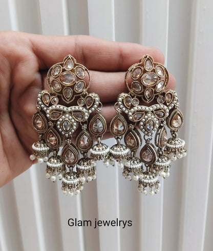 Antique Gold Bollywood Sarpunch Indian Earrings