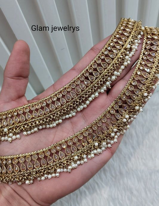 Antique Gold Anklets Jhanjar Payal Indian Jewellery Prince Set