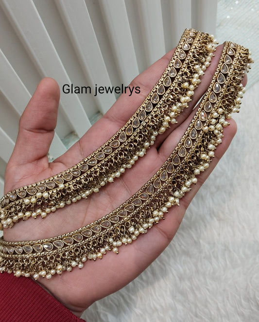 Antique Gold Anklets Jhanjar Payal Indian Jewellery Prince Set
