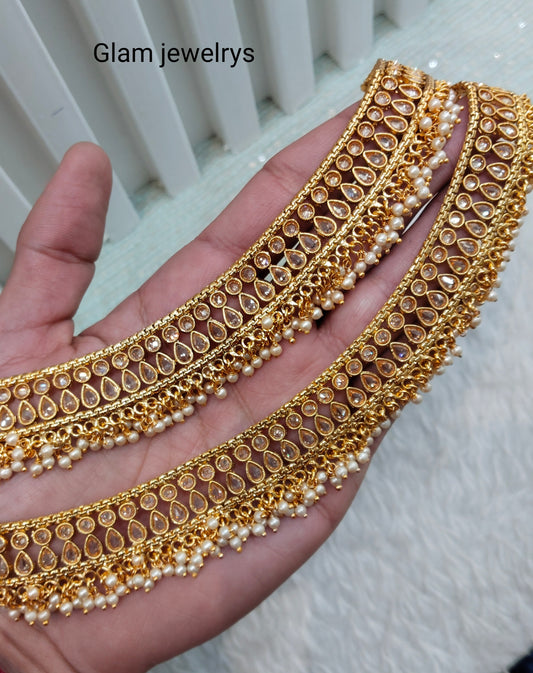 Gold Anklets Jhanjar Payal Indian Jewellery Prince Set