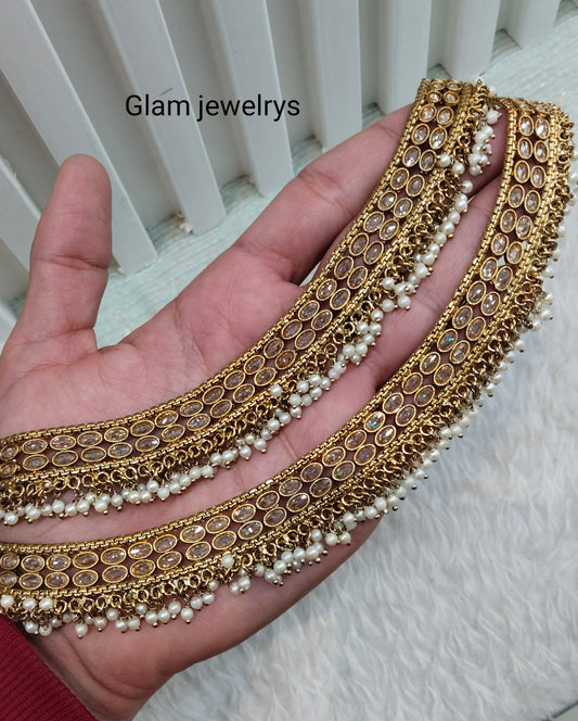 Antique Gold Anklets Jhanjar Payal Indian Jewellery Prince Set