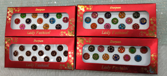 Indian Round Bindis Tattoo Sticker Multicolor Bollywood Card