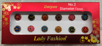 Indian Round Bindis Tattoo Sticker Multicolor Bollywood Card