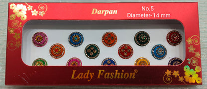 Indian Round Bindis Tattoo Sticker Multicolor Bollywood Card