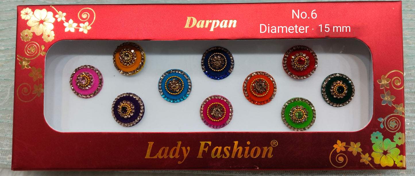 Indian Round Bindis Tattoo Sticker Multicolor Bollywood Card