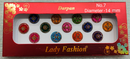Indian Round Bindis Tattoo Sticker Multicolor Bollywood Card