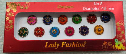 Indian Round Bindis Tattoo Sticker Multicolor Bollywood Card