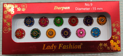 Indian Round Bindis Tattoo Sticker Multicolor Bollywood Card
