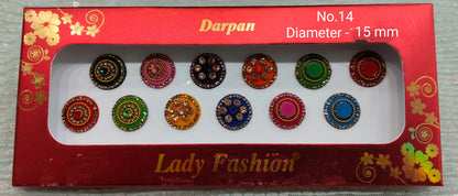 Indian Round Bindis Tattoo Sticker Multicolor Bollywood Card