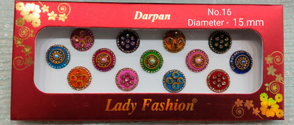 Indian Round Bindis Tattoo Sticker Multicolor Bollywood Card