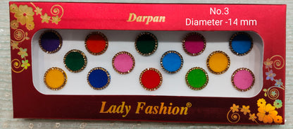 Indian Round Bindis Tattoo Sticker Multicolor Bollywood Card