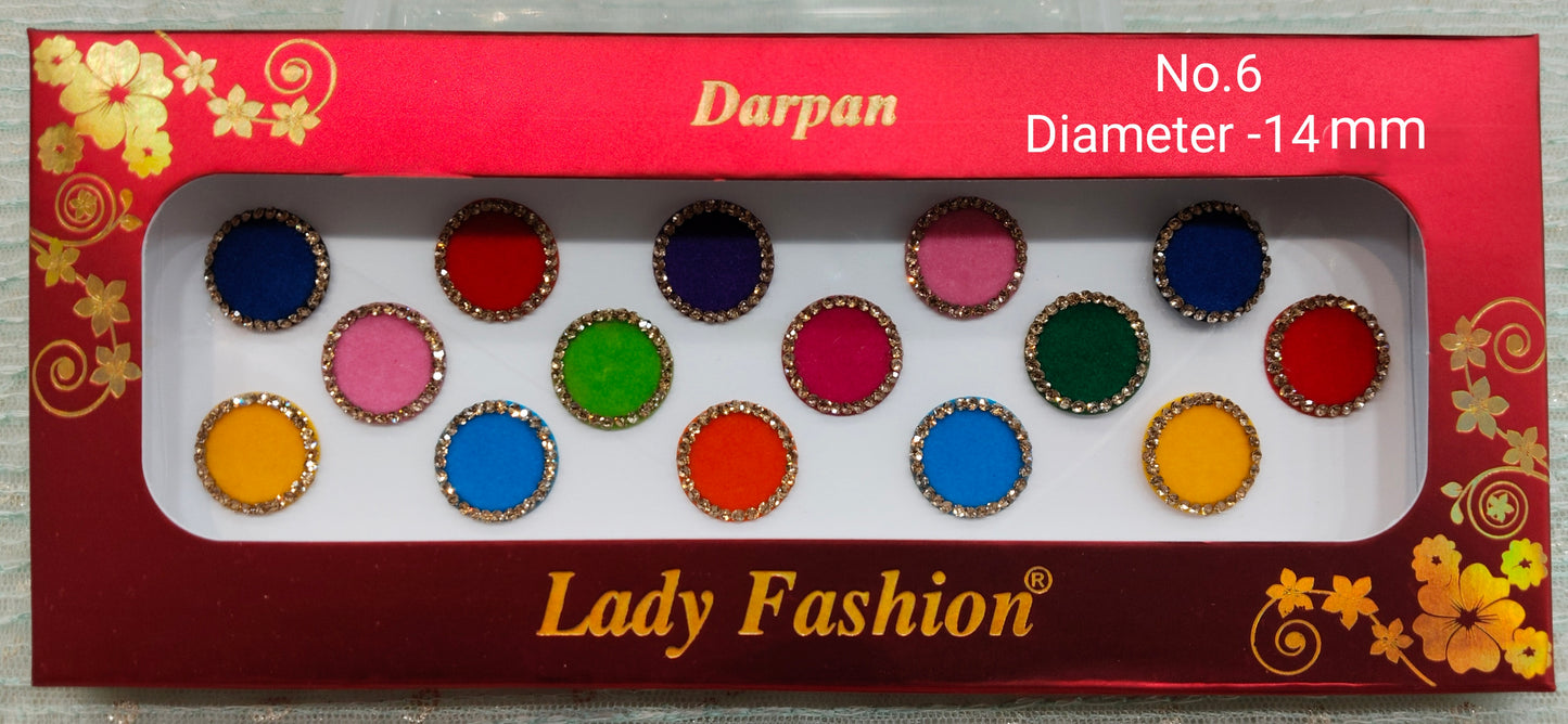 Indian Round Bindis Tattoo Sticker Multicolor Bollywood Card