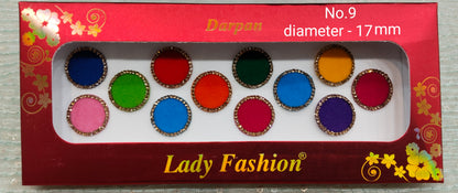 Indian Round Bindis Tattoo Sticker Multicolor Bollywood Card