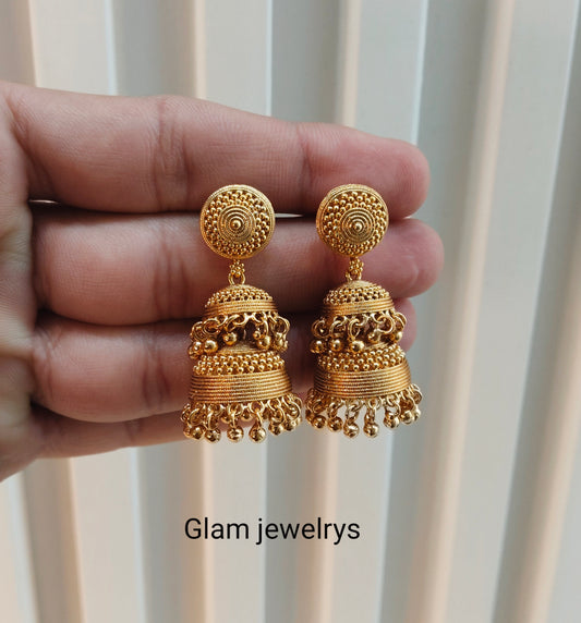 Gold Jhumki Indian Bollywood Earrings