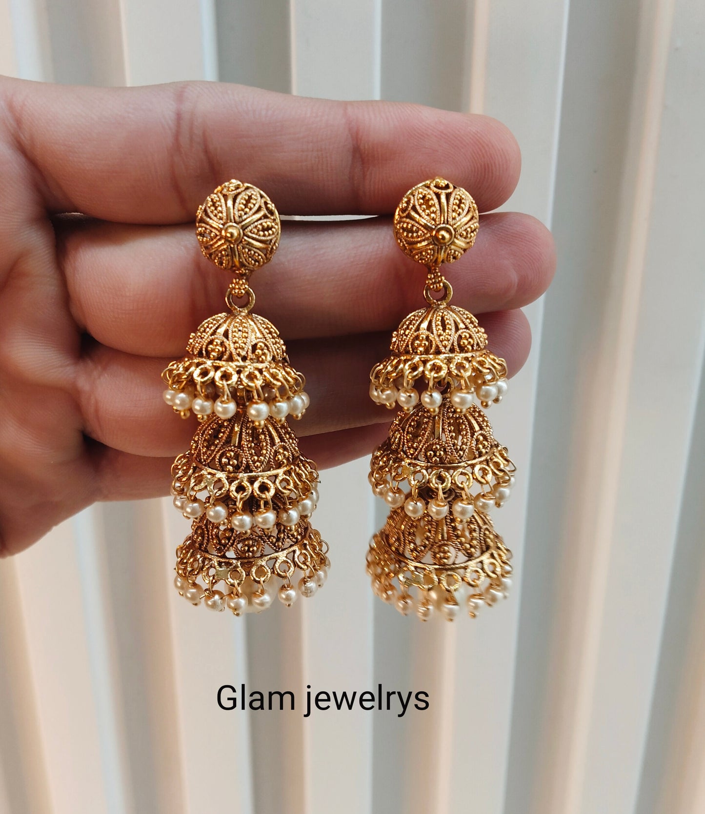 Gold Jhumki Indian Bollywood Earrings