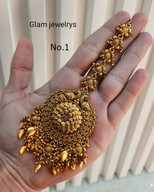 Gold polki Tikka Jewellery Indian Headpiece Jewellery