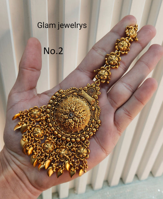 Gold polki Tikka Jewellery Indian Headpiece Jewellery