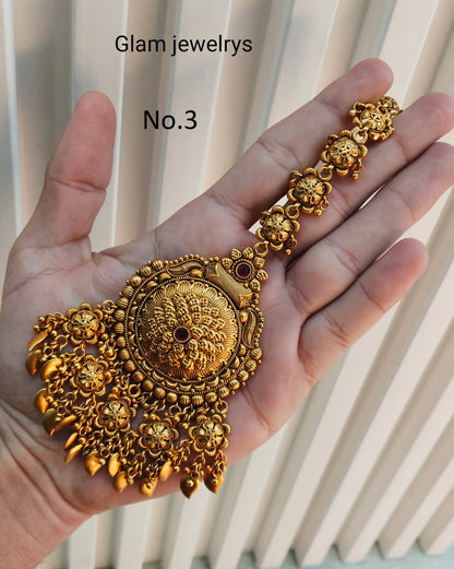 Gold polki Tikka Jewellery Indian Headpiece Jewellery