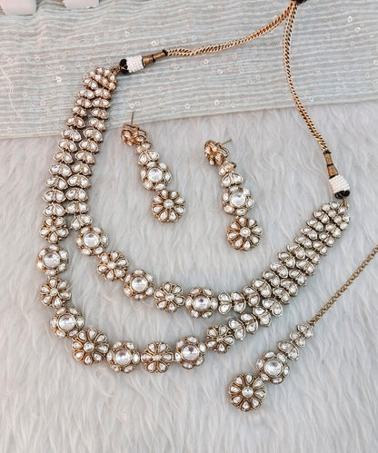 White Gold Moissanite Kundan Necklace Indian Jewellery Jordan Set