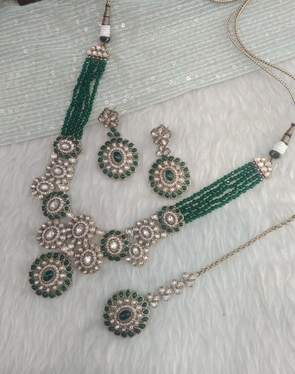 Green Gold Moissanite Kundan Necklace Indian Jewellery Manddy Set