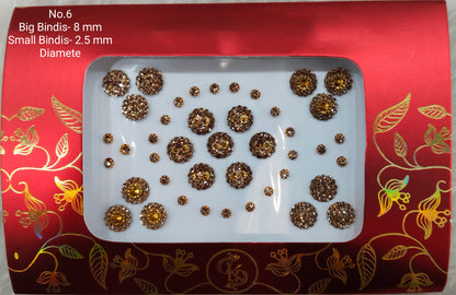 Indian Round Bindis Tattoo Sticker Gold Bollywood Card