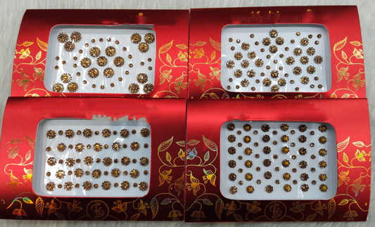 Indian Round Bindis Tattoo Sticker Gold Bollywood Card